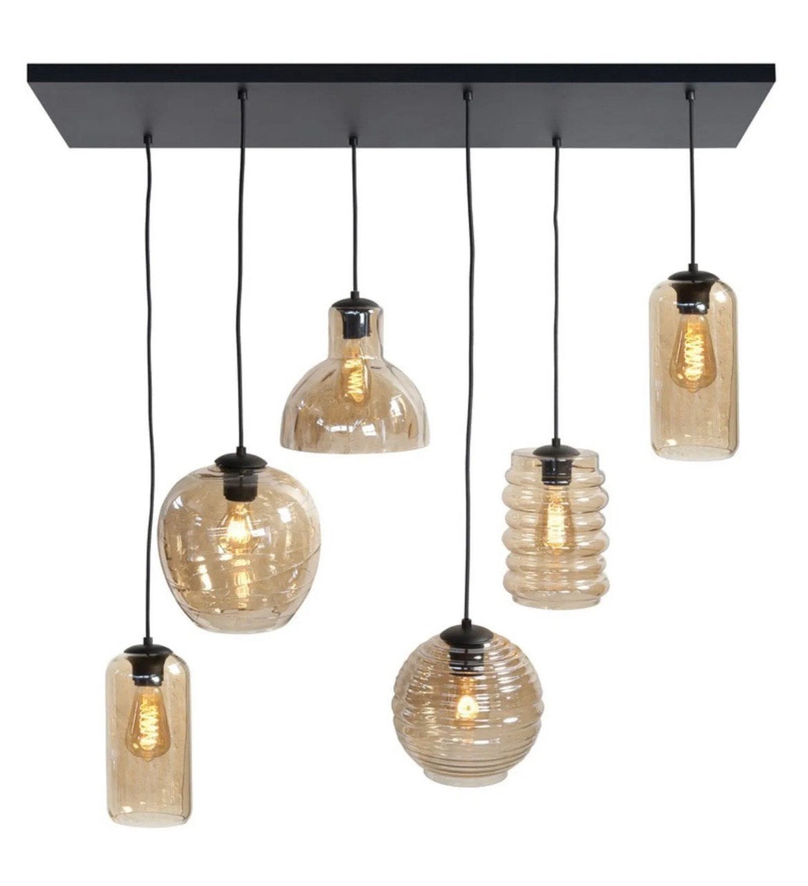Hanglamp Fantasy amber 6 lichts, Ophalen, Zo goed als nieuw