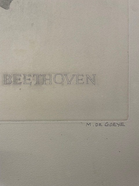 ets Michel de Goeye BEETHOVEN jaren 1930, Antiek en Kunst, Kunst | Etsen en Gravures, Ophalen of Verzenden