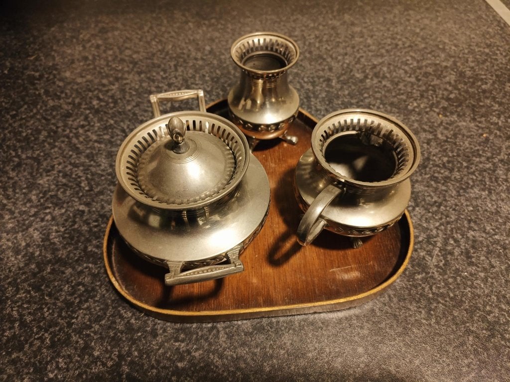 Vintage Kurz & co koffie setje (+ diverse lepeltjes), Antiek en Kunst, Antiek | Tin, Ophalen of Verzenden