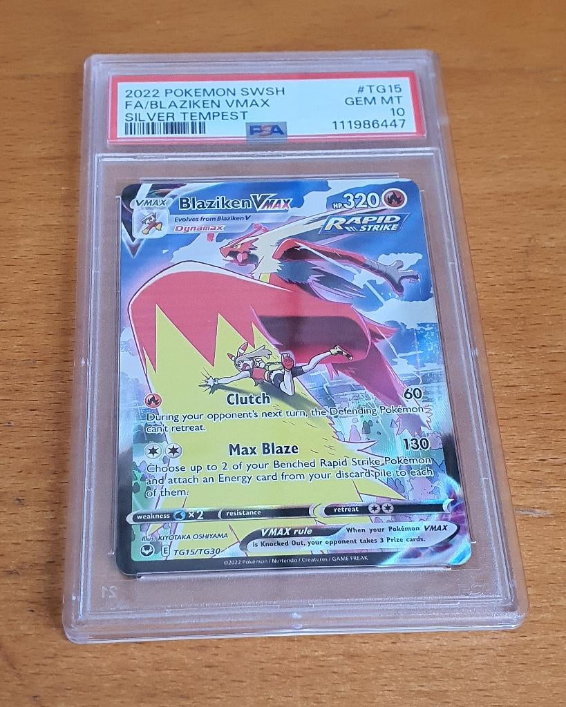 PSA 10 | Blaziken VMAX #TG15 Pokemon Silver Tempest, Ophalen of Verzenden, Zo goed als nieuw, Losse kaart