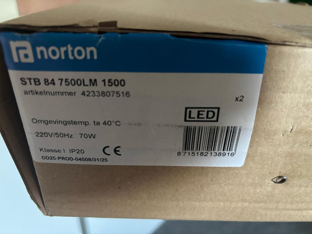 2 stuks Norton led plafo/wandarmaturen 7500 Lumen, Ophalen of Verzenden, Nieuw, Minder dan 50 watt
