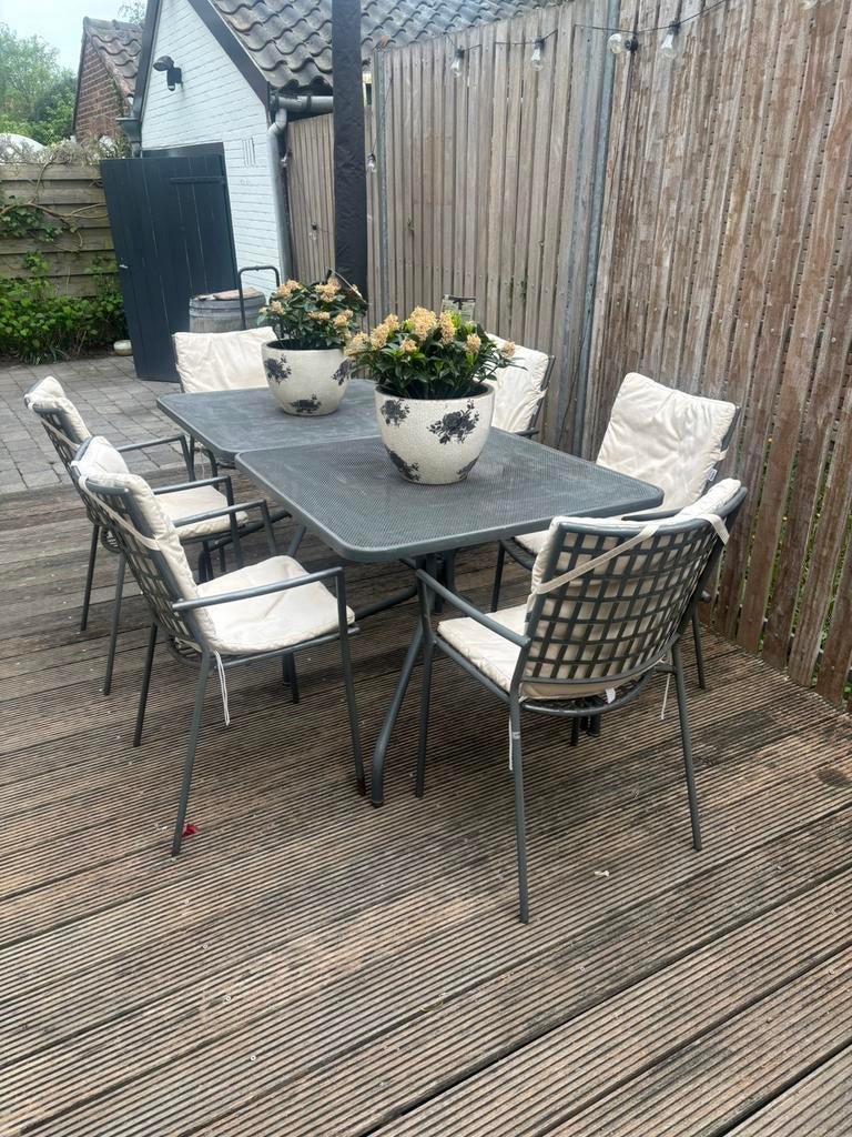 Tuinset compleet, Overige materialen, Gebruikt, 6 zitplaatsen, Ophalen of Verzenden