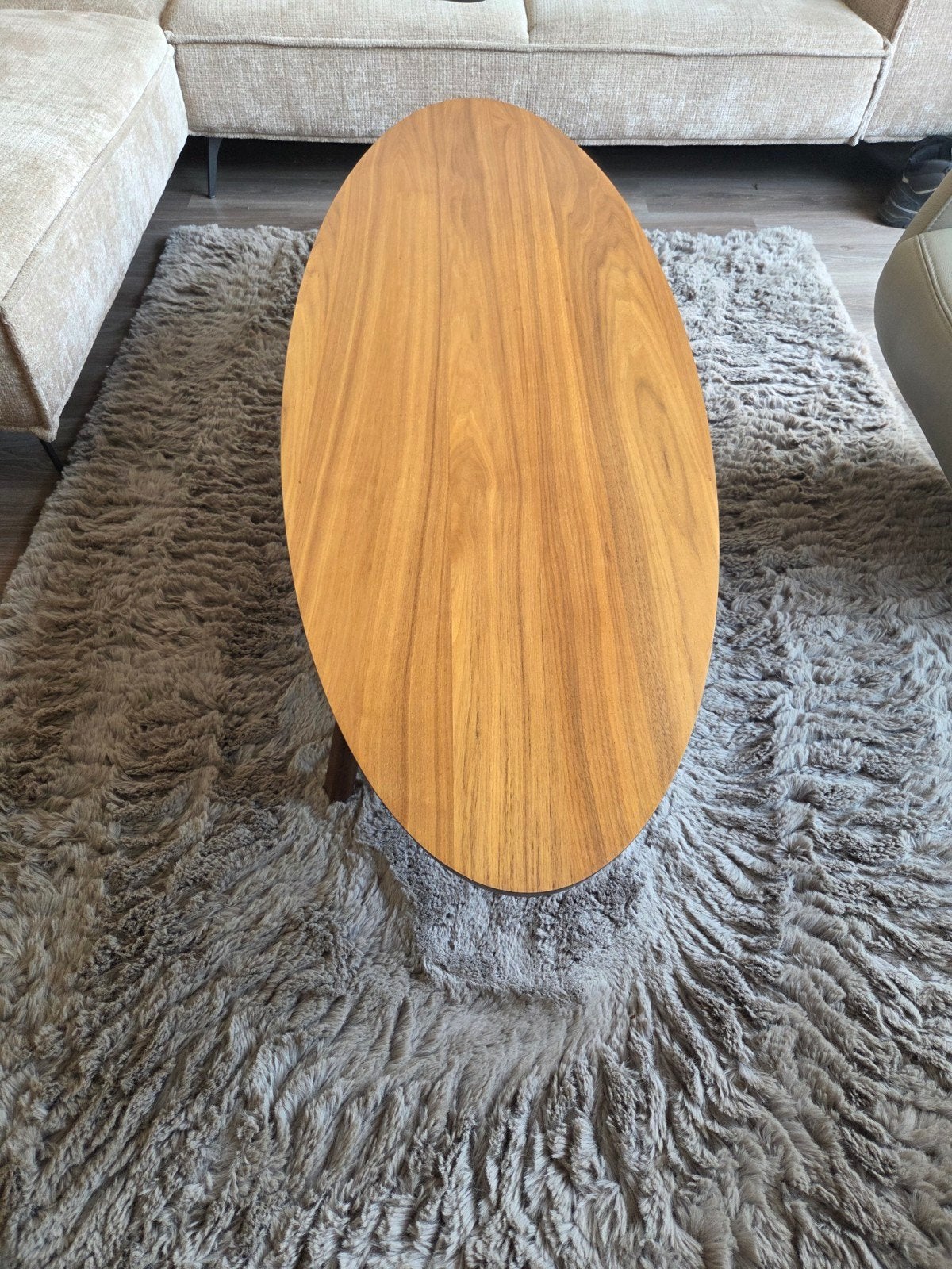 Ovale salontafel van Ikea met opbergruimte, Ophalen, Gebruikt, 50 tot 100 cm, 150 tot 200 cm
