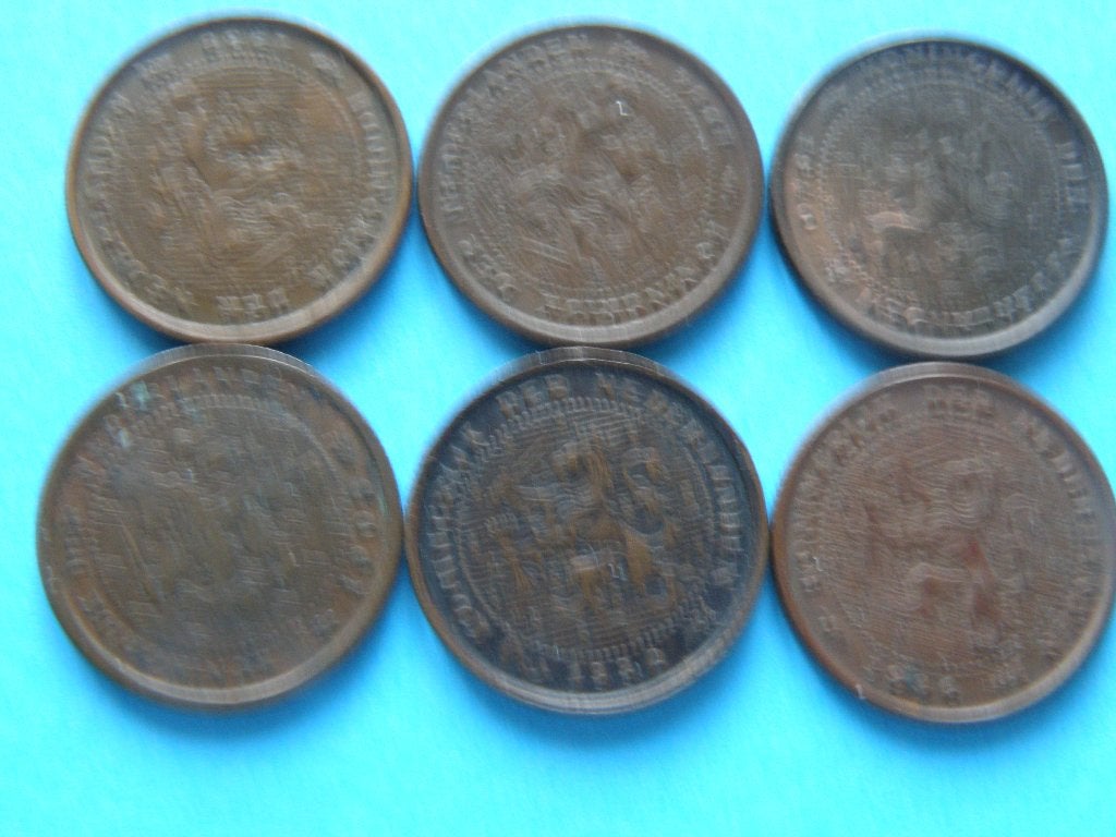 Nederland 6 x halve cent Wilhelmina, Ophalen of Verzenden, Koningin Wilhelmina, Overige waardes, Setje