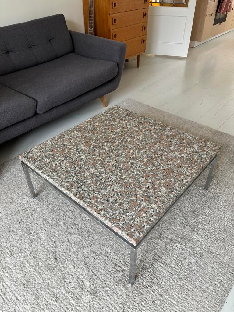 Salontafel graniet & chroom, Spectrum stijl, Ophalen, Gebruikt, 50 tot 100 cm, Overige materialen