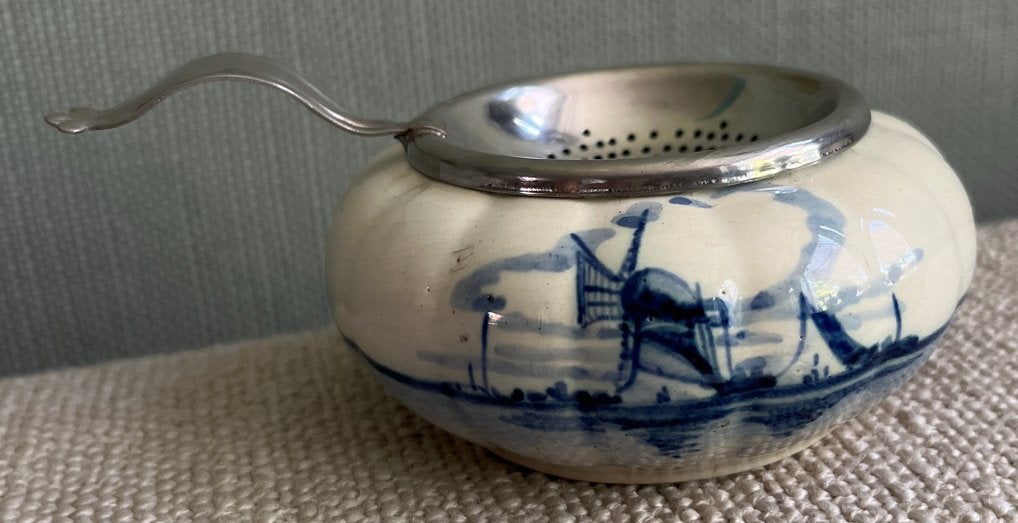 Vintage Delfts Blauw Theezeefje Jaren '50, Ophalen of Verzenden