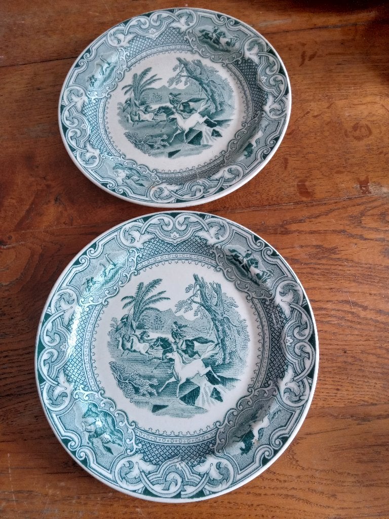 2 dinner borden LASSO van Petrus Regout groen, Antiek en Kunst, Ophalen of Verzenden