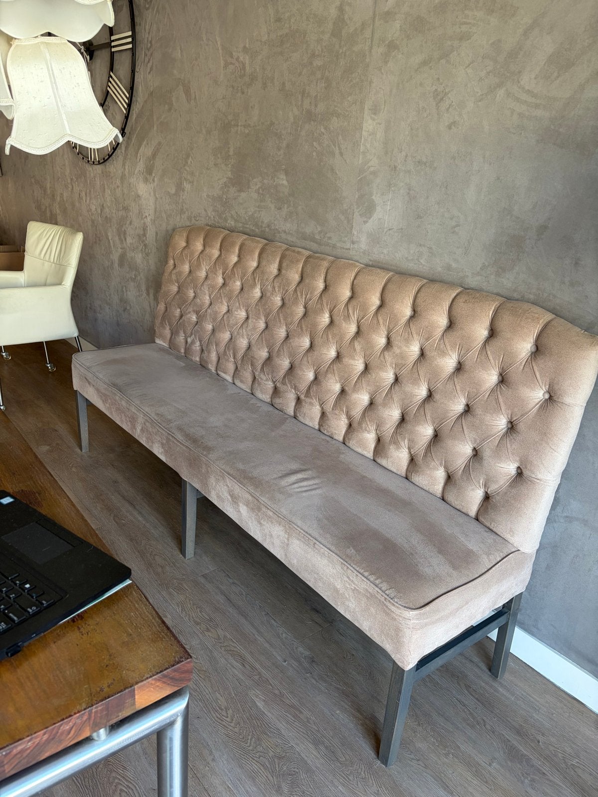 Luxe Eetbank Velvet Stof 200x45x100 - Zeer Goede Staat, Ophalen, Zo goed als nieuw, Stof