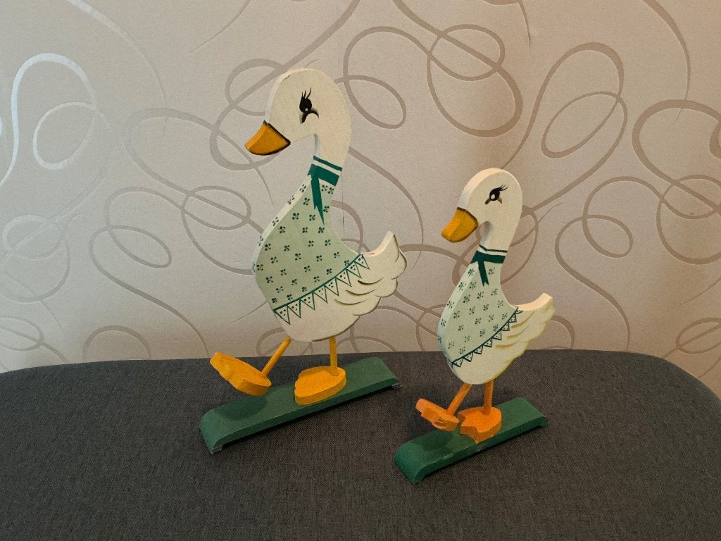 Eendjes 2x hout handgeschilderd (alleen ophalen), Ophalen, Zo goed als nieuw