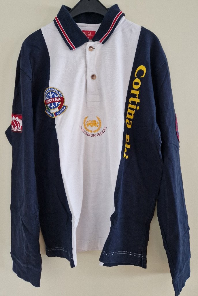 Poloshirt lange mouwen Cortina Ski resort mt m/l, Kleding | Heren, Ophalen of Verzenden, Gedragen, Maat 48/50 (M), Grijs