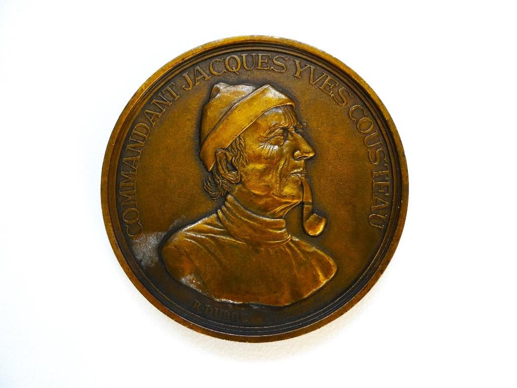Gedenkpenning Jaques Yves Cousteau penning La Calypso brons, Ophalen of Verzenden, Brons, Buitenland