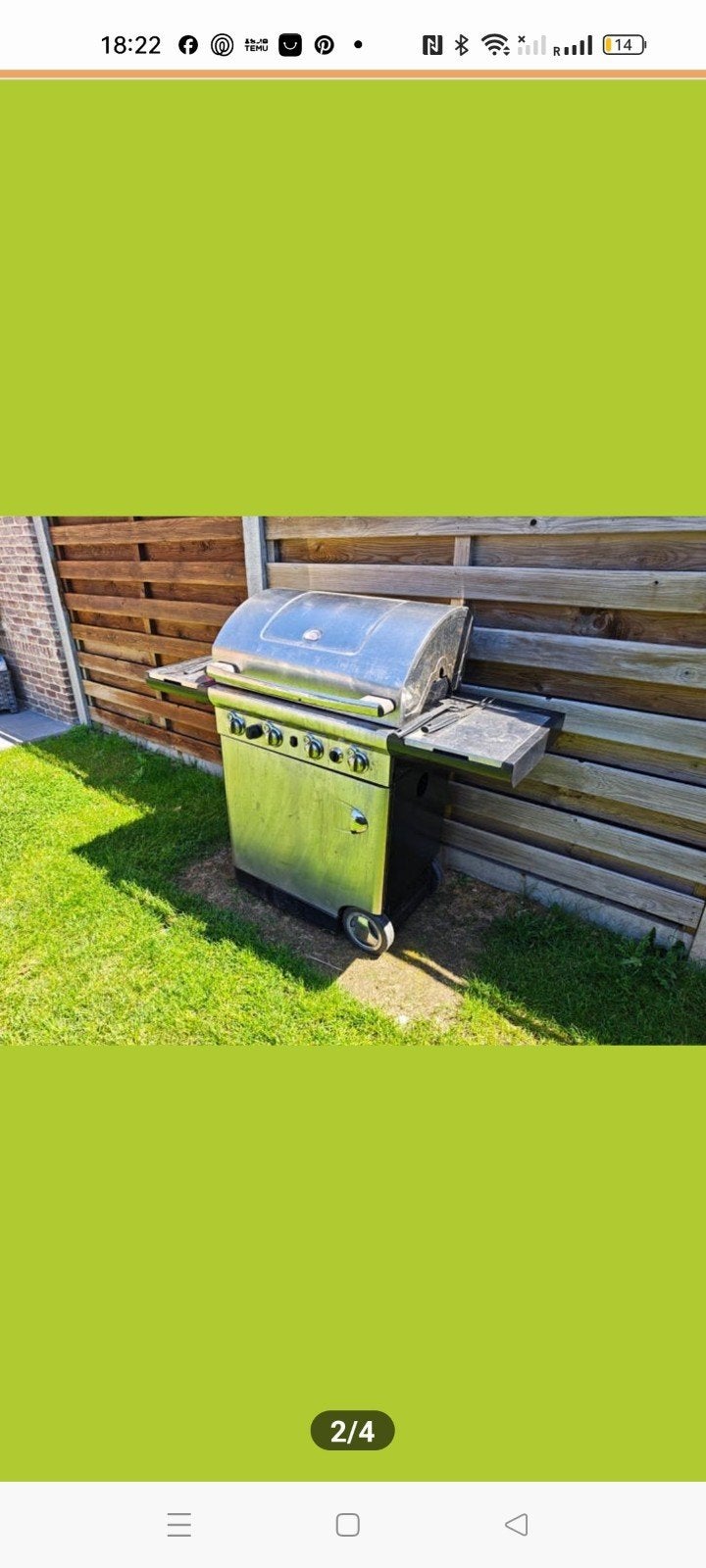 Roestvrijstalen gasbarbecue met 4 branders, Ophalen, Gebruikt, Onbekend