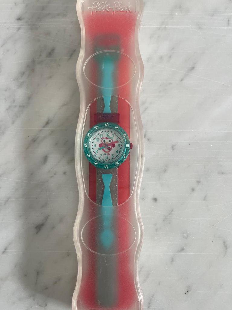 Horloge meisje flik flak, Sieraden, Tassen en Uiterlijk, Horloges | Kinderen, Ophalen, Zo goed als nieuw, Blauw, Meisje