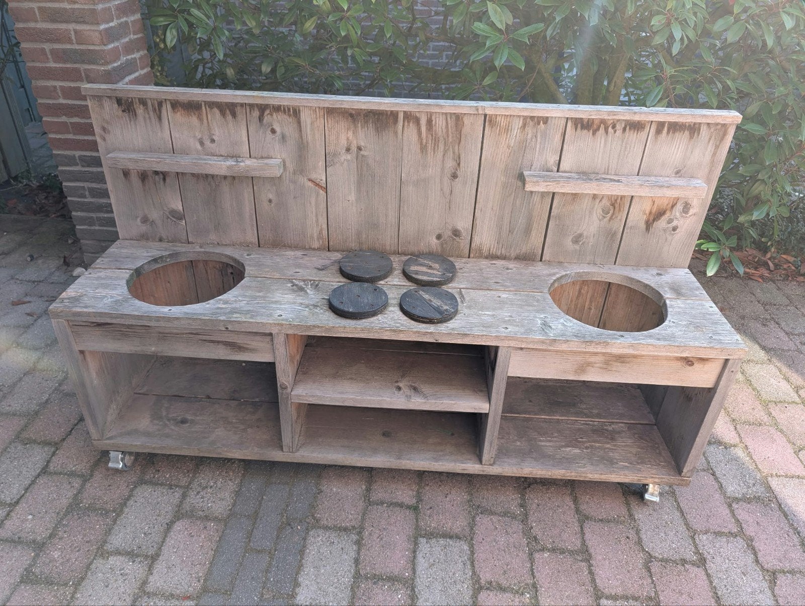 Houten buitenkeuken/modder keuken op wieltjes, Ophalen, Gebruikt, Hout
