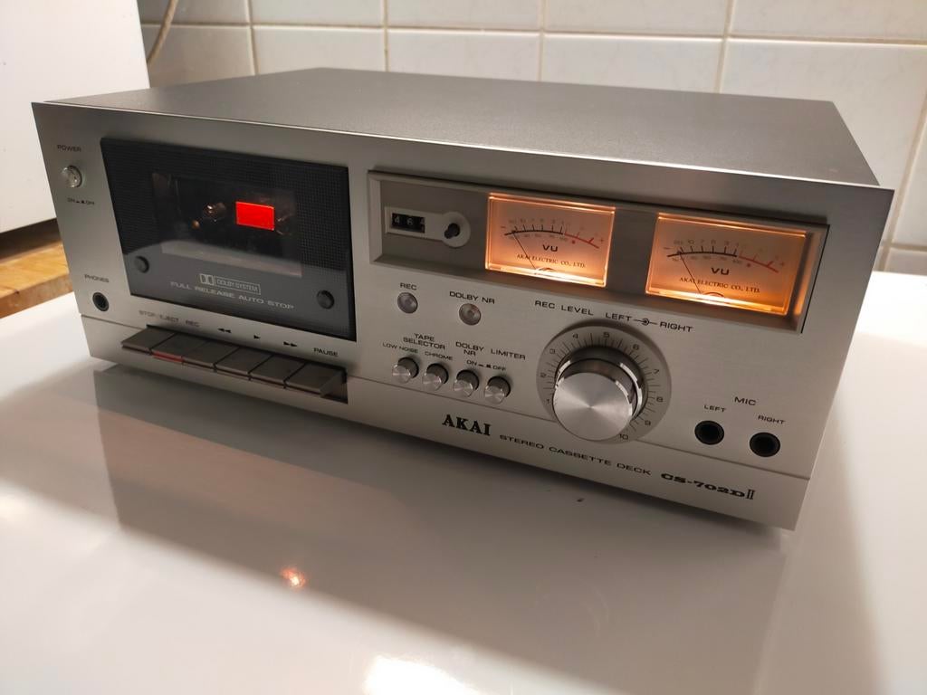 Akai CS-702D II Stereo Cassettedeck Mintstaat, Audio, Tv en Foto, Cassettedecks, Ophalen, Enkel, Akai