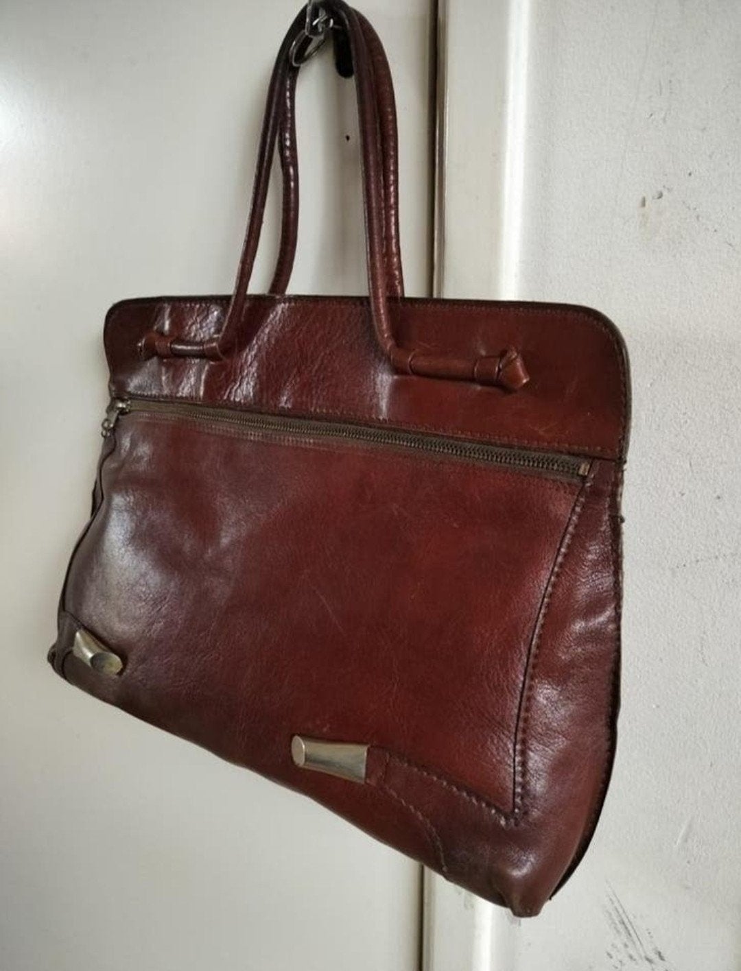 Vintage Italiaans leren tas

Jaren 70, Verzenden, Rood