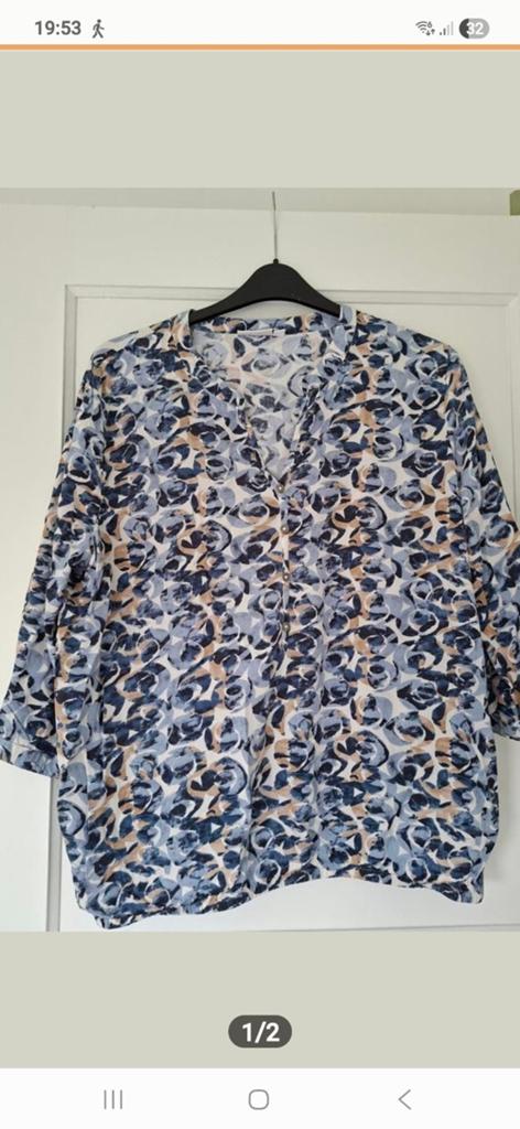 So Soire Blouse met print - Maat XXL, So Soire, Blauw, Maat 46/48 (XL) of groter, Ophalen of Verzenden