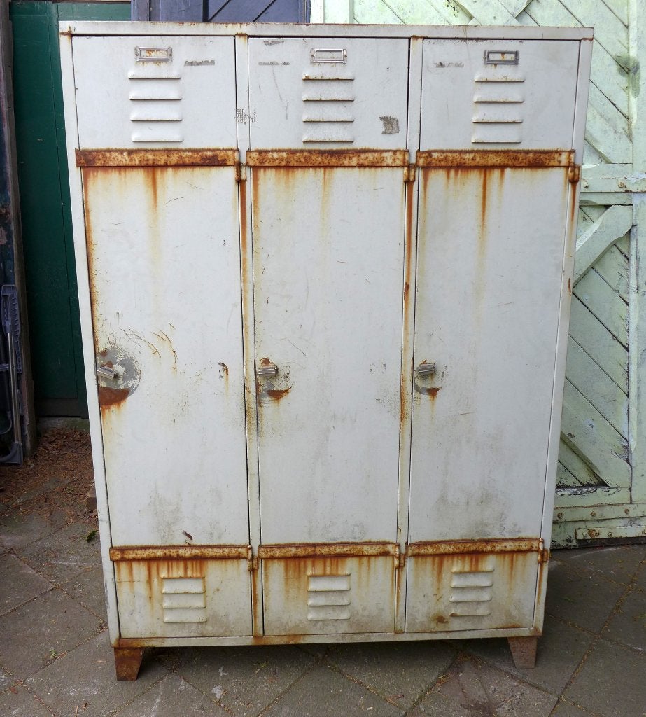 Mooie industriele metalen vintage locker kast, Gebruikt, Onbekend, Onbekend, Onbekend
