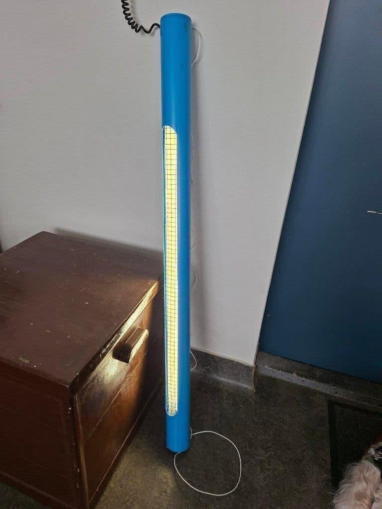 vintage blauwe TL tubelight hanglamp retro jaren 80 design, Ophalen, Huis en Inrichting