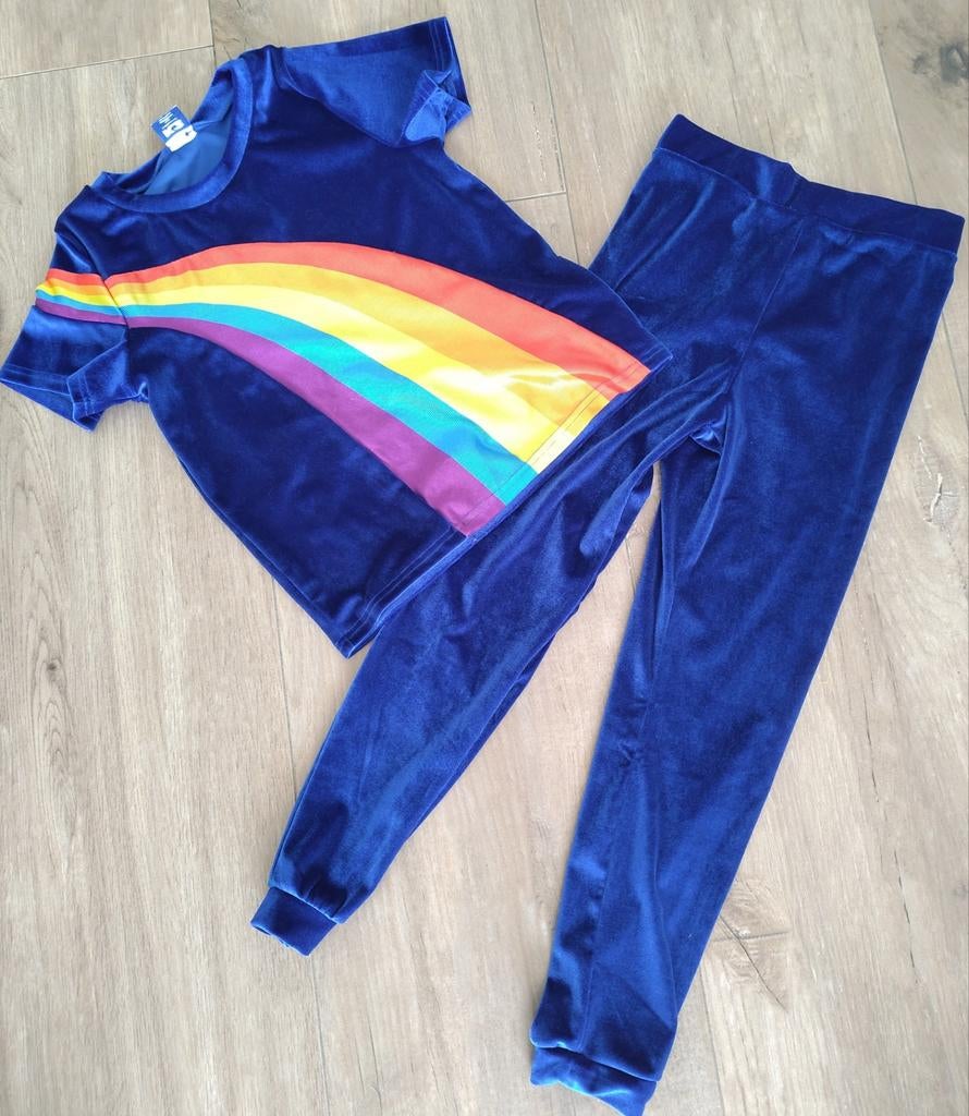 K3 Regenboog Verkleedpak Blauw Fluweel 6-8 Jaar, Kinderen en Baby's, Carnavalskleding en Verkleedspullen, Zo goed als nieuw, Meisje