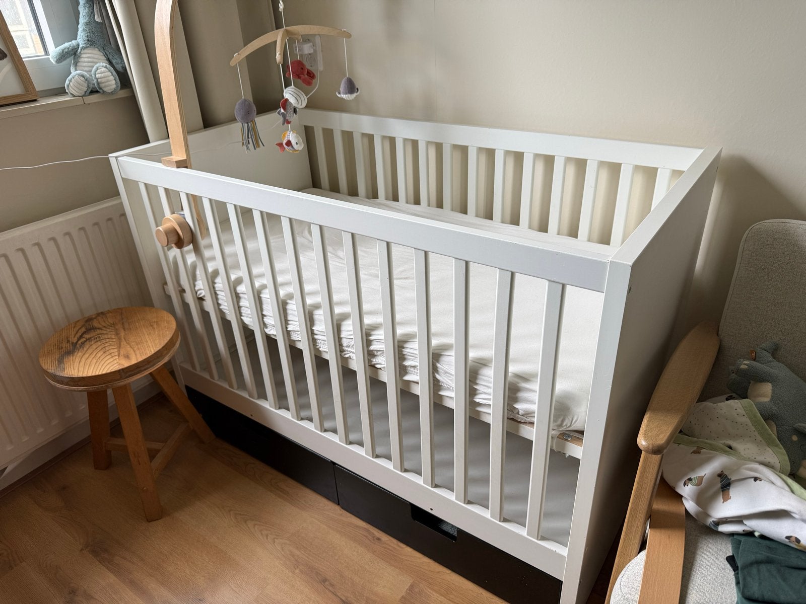 IKEA Stuva babybed met matras en lades, Ophalen, Gebruikt, 70 tot 85 cm, 140 tot 160 cm