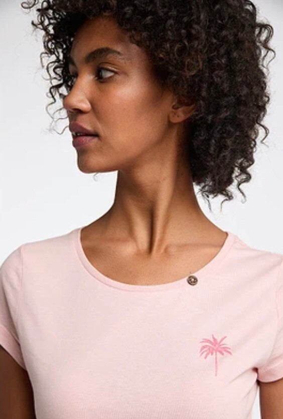 Ragwear vegan top t-shirt roze korte mouw palmboom L-XXL, Ragwear, Nieuw, Ophalen of Verzenden, Korte mouw