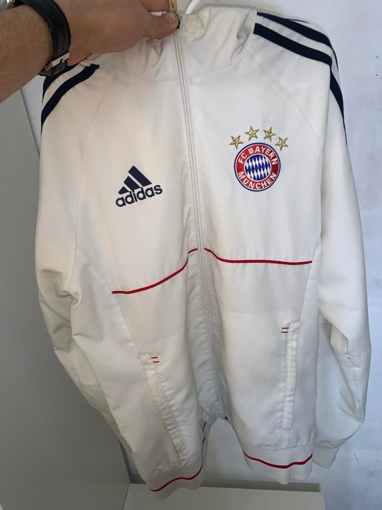 Adidas FC Bayern München Trainingsjack Maat M, Maat 48/50 (M), Wit, Ophalen of Verzenden, Voetbal