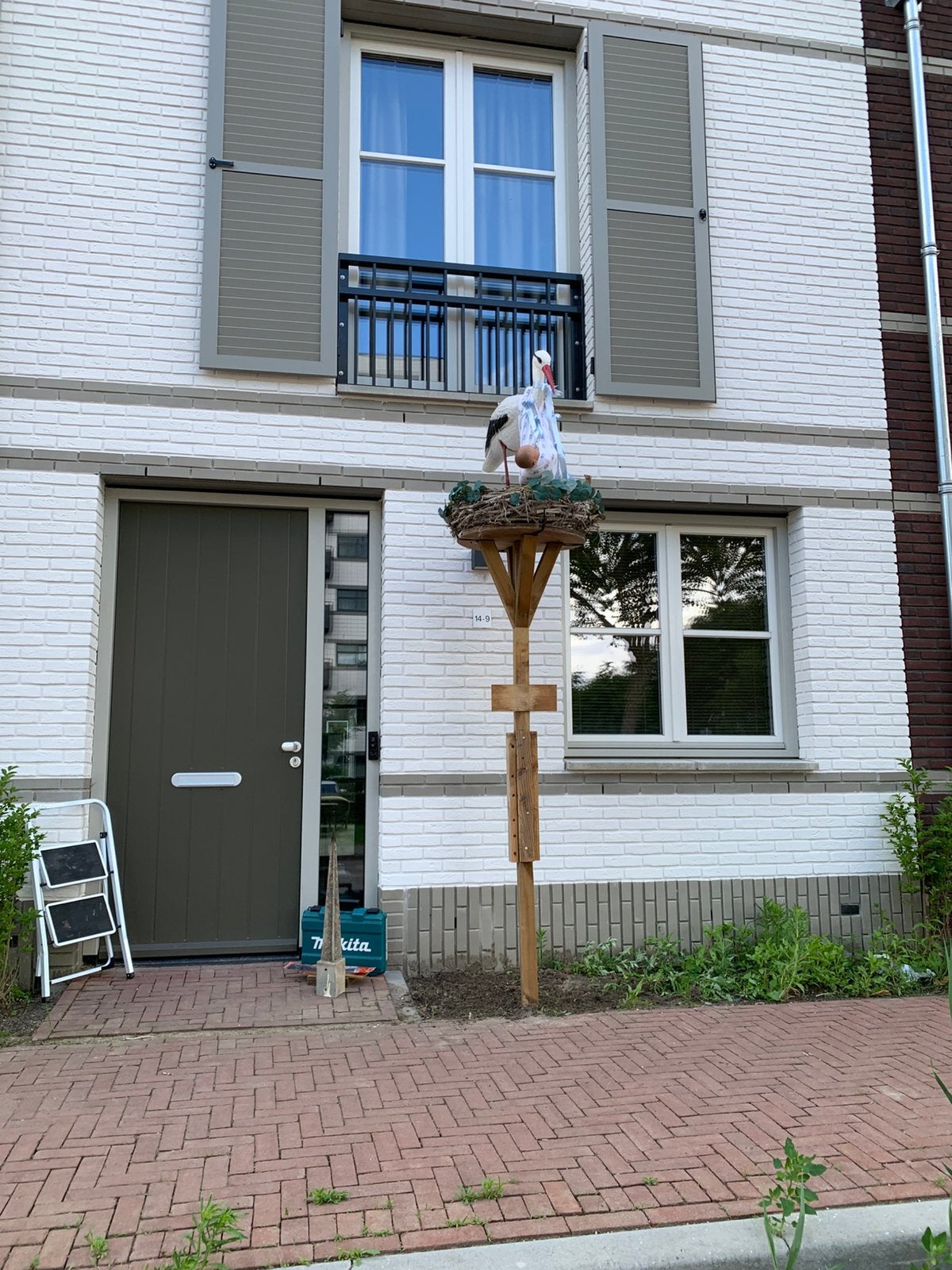 Aankondiging geboorte:Wilgentenen ooievaarsnest compleet., Kinderen en Baby's, Kraamcadeaus en Geboorteborden, Ophalen, Gebruikt
