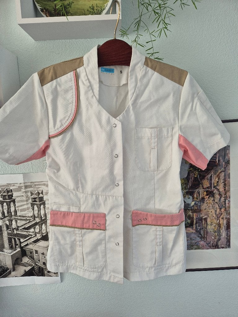 wit werkjasje en een bijpassende broek, Wit, Ophalen of Verzenden, Zo goed als nieuw, Maat 36 (S)