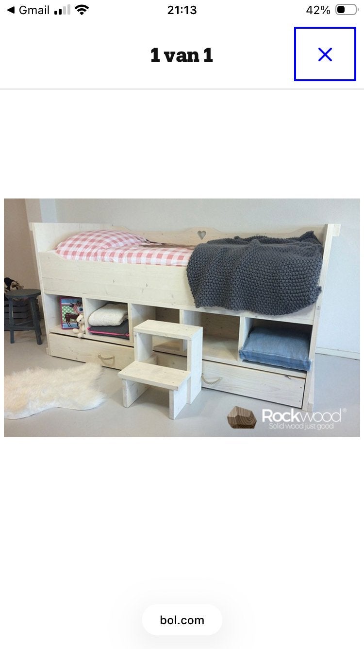 Kajuitbed steigerhout Charlotte, Ophalen, Gebruikt, Eenpersoons, 200 cm