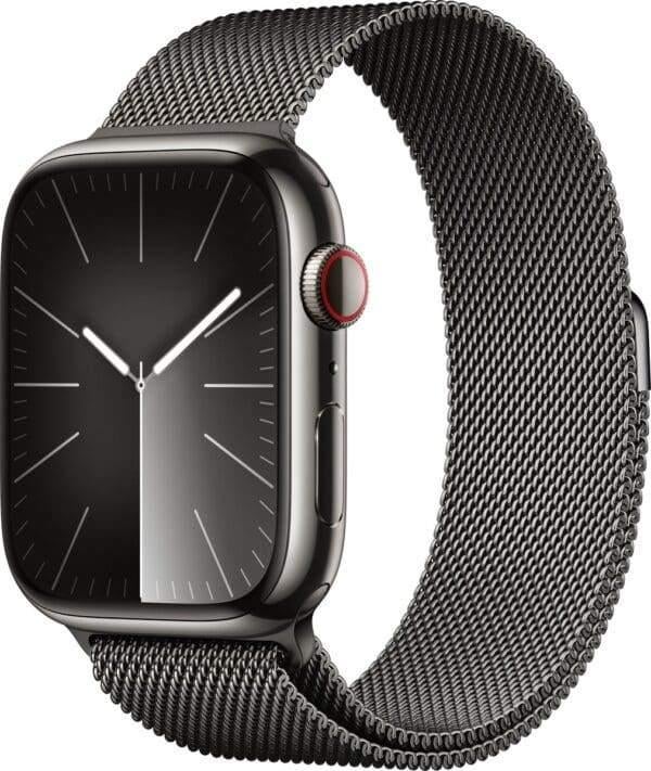 Apple Watch 9 - GPS + Cellular - 45mm - Graphite RVS | ZGAN, Snelheid, IOS, Ophalen of Verzenden, Zo goed als nieuw