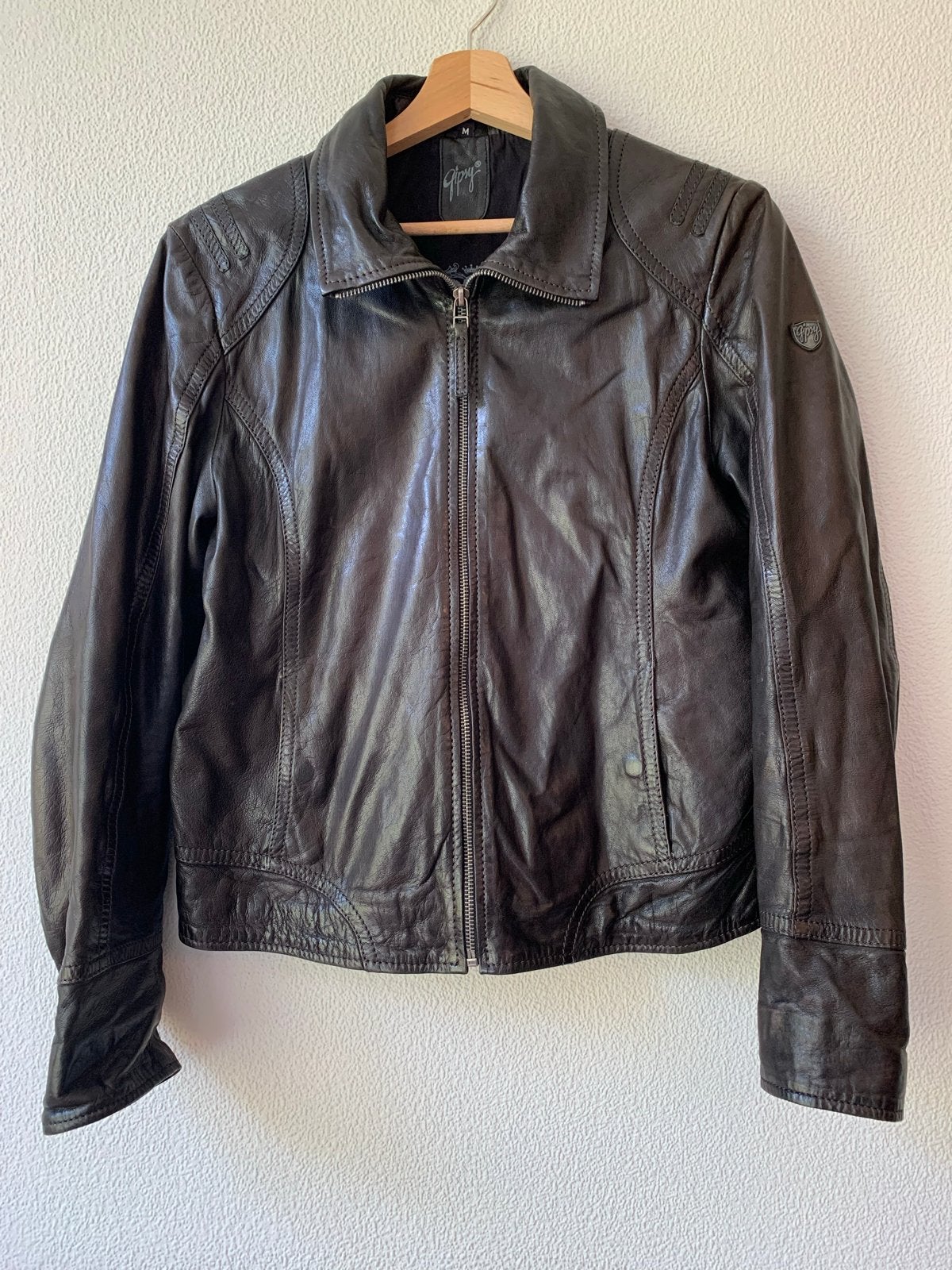 Gipsy leren jas, donkerbruin, maat M, Ophalen of Verzenden, Gedragen, Maat 38/40 (M), Bruin