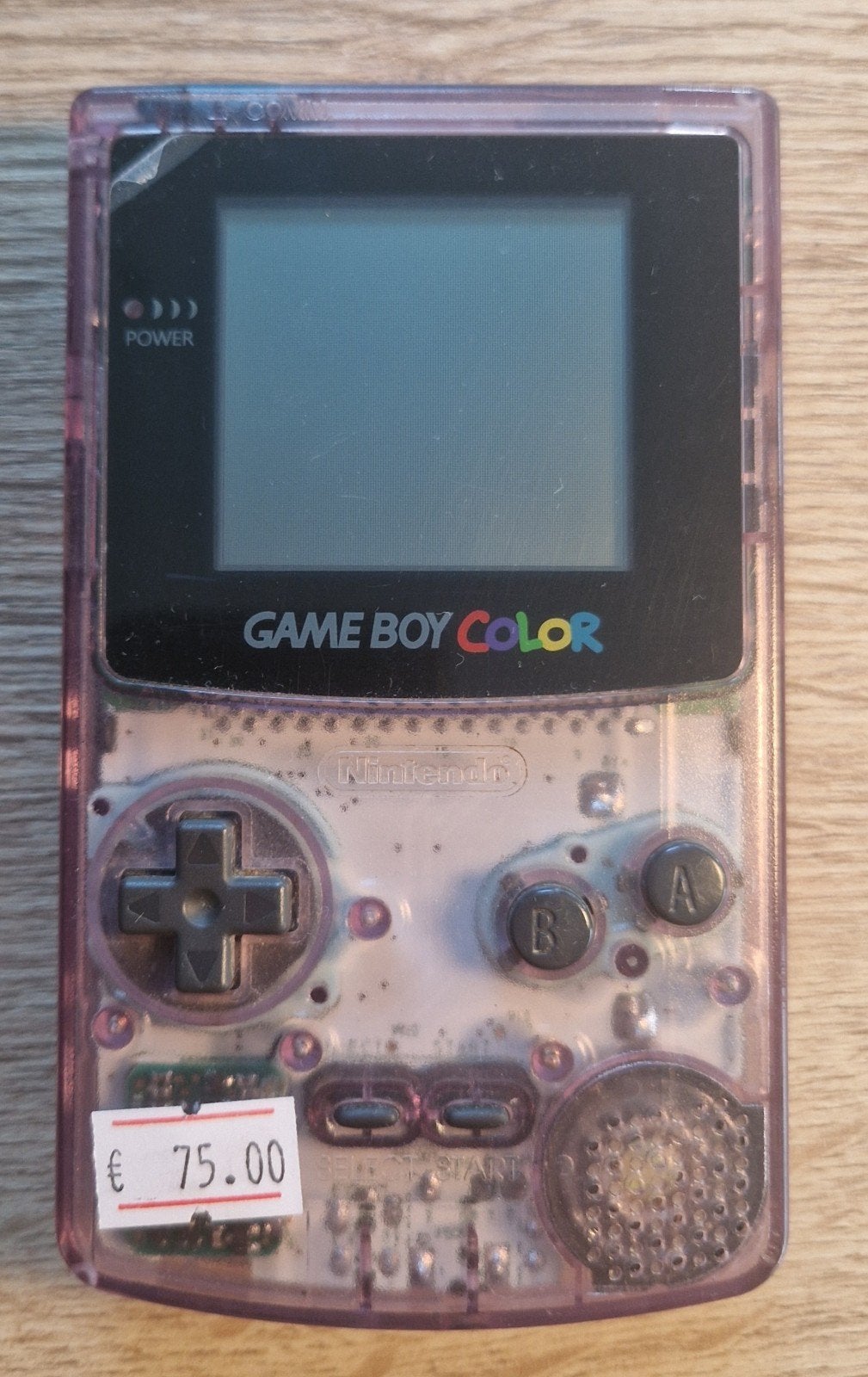 Gameboy color clear purple PAL met krasvrij scherm, Ophalen of Verzenden, Gebruikt, Game Boy Color
