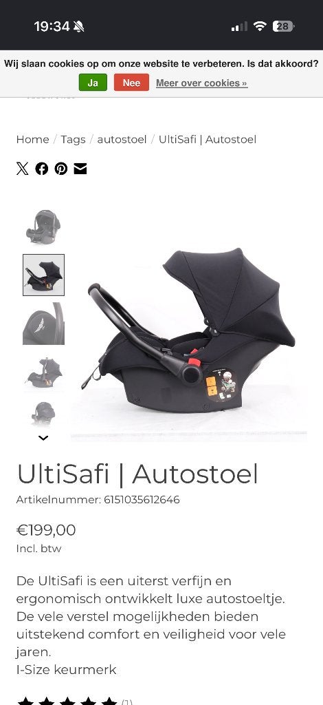 Autostoel sleeworld, Autogordel, Zo goed als nieuw, 0 t/m 13 kg, Ophalen