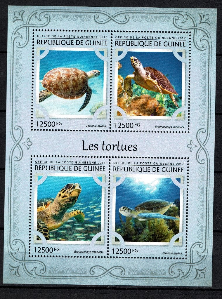 GUINEE 2017 PF BLOK SCHILDPADDEN REPTIELEN TURTLES 1, Ophalen of Verzenden, Postfris, Dier of Natuur