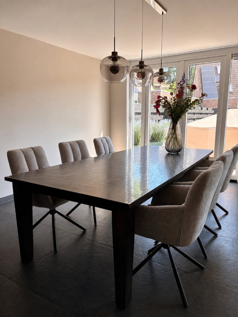 Robuuste massief eiken eettafel 240  120 cm, Huis en Inrichting, Tafels | Eettafels, 100 tot 150 cm, Eikenhout, 200 cm of meer