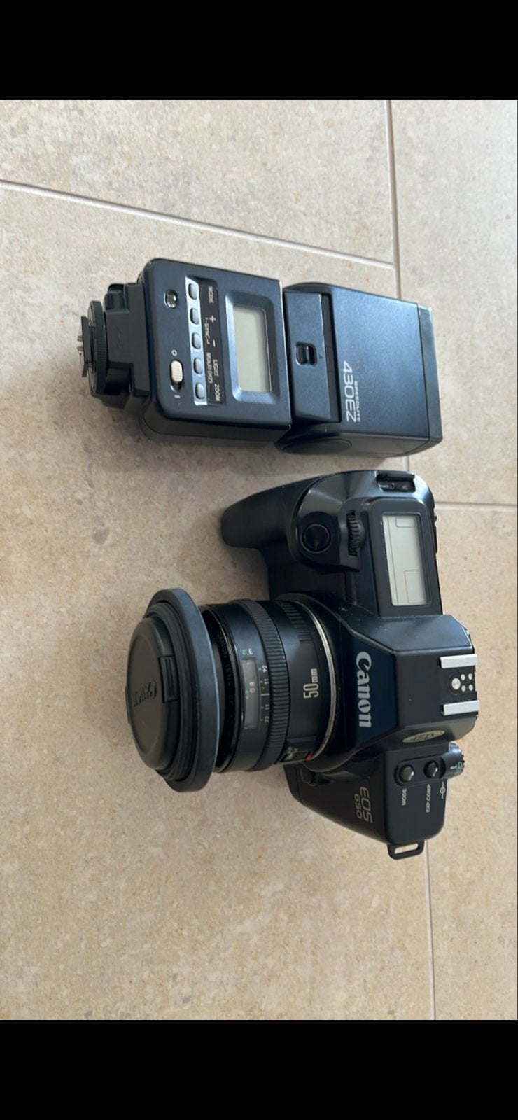 Canon EOS 650 Spiegelreflexcamera met flitser en accessoires, Ophalen of Verzenden, Gebruikt, Spiegelreflex, Canon