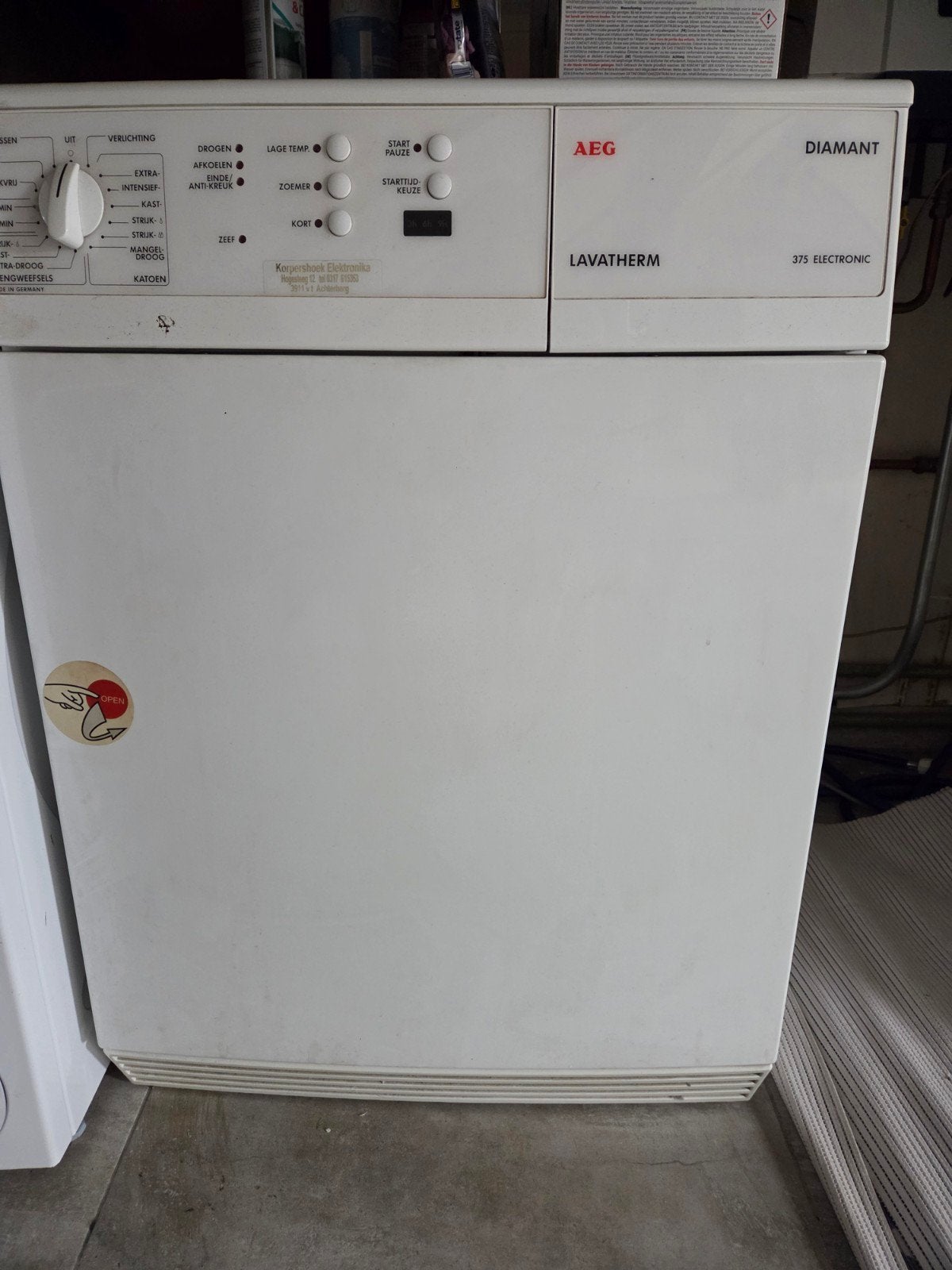 AEG Lavatherm 375 Electronic droger - Werkt perfect!, Witgoed en Apparatuur, Wasdrogers, Ophalen of Verzenden, Gebruikt, Voorlader