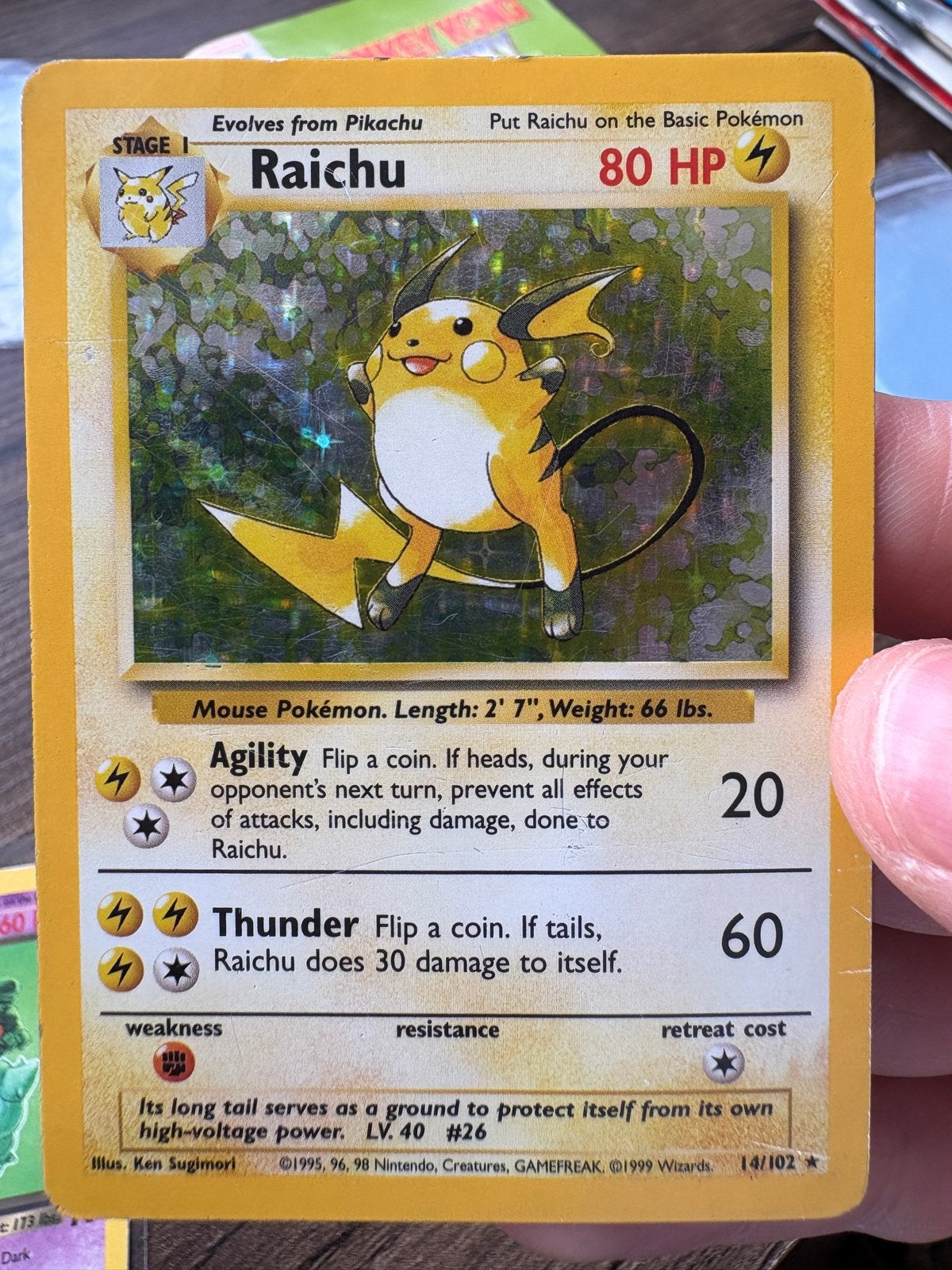 Raichu Base Set Holo (14/102) P-LP, Ophalen, Gebruikt, Losse kaart, Foil