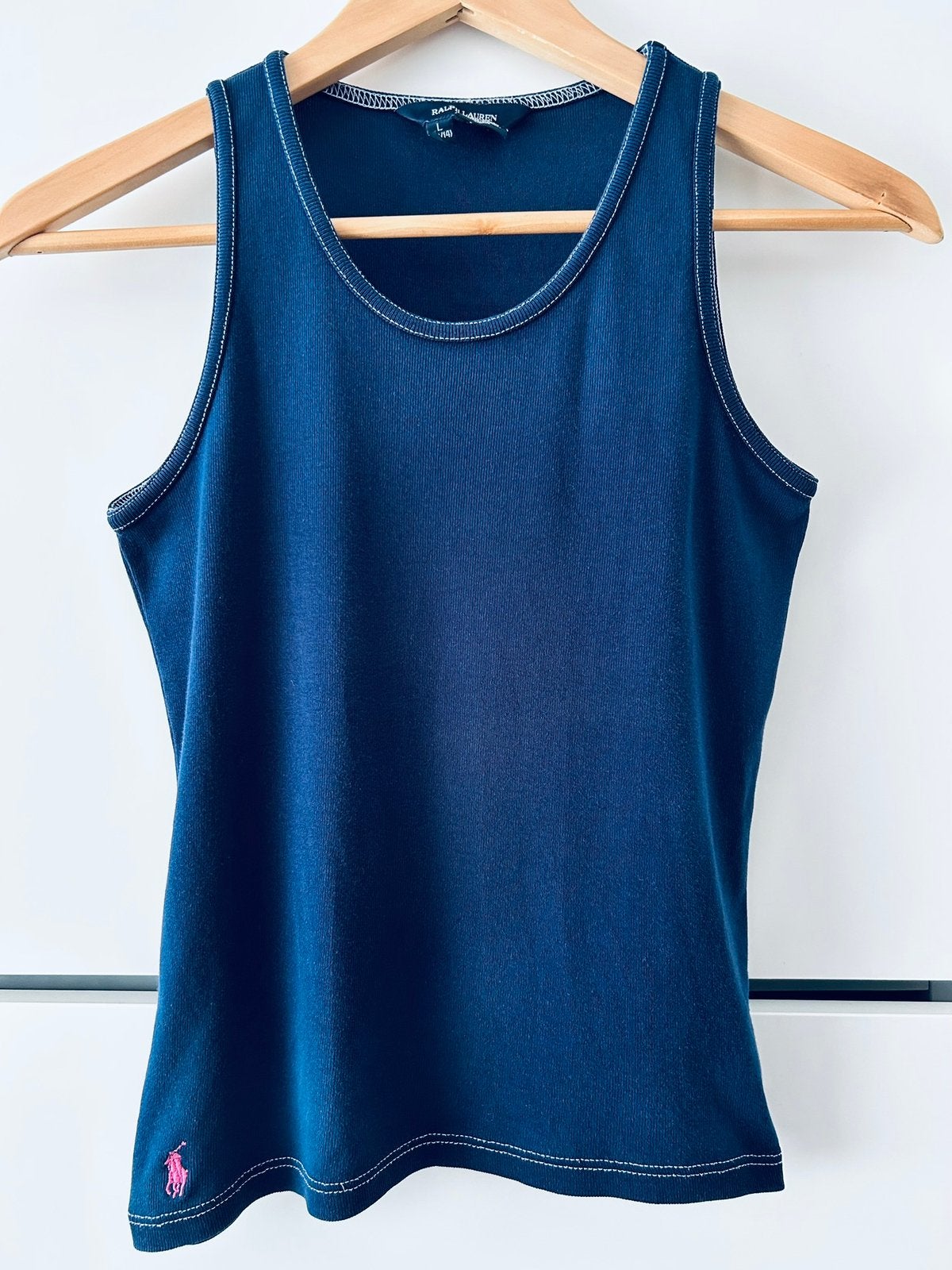 Ralph Lauren Top 12-14 Jaar Donkerblauw 100%Katoen Als nieuw, Ophalen of Verzenden, Zo goed als nieuw, Meisje, Shirt of Longsleeve