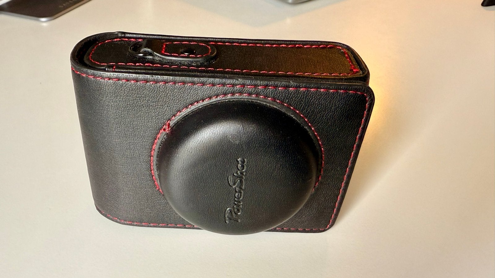 Canon PowerShot G7x camerahoes - Zwart met rode stiksels, Audio, Tv en Foto, Fotografie | Fototassen, Hoes, Canon, Gevoerd, Ophalen of Verzenden