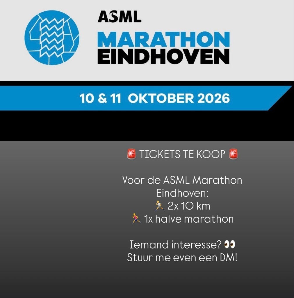 STARTBEWIJZEN ASML MARATHON EINDHOVEN, 11 OKTOBER 2026, Overige typen, Nieuw, Hardlopen, Ophalen