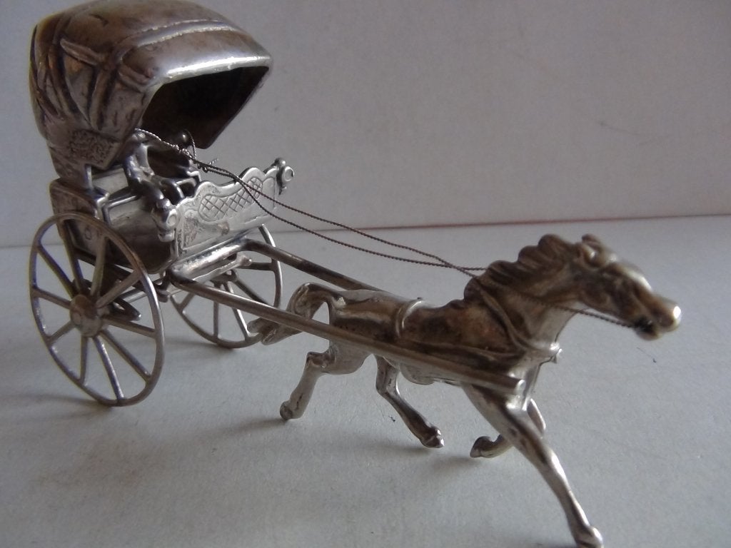 Miniatuur zilver FE4 koets + paard zilveren miniaturen, Antiek en Kunst, Antiek | Goud en Zilver, Verzenden, Zilver