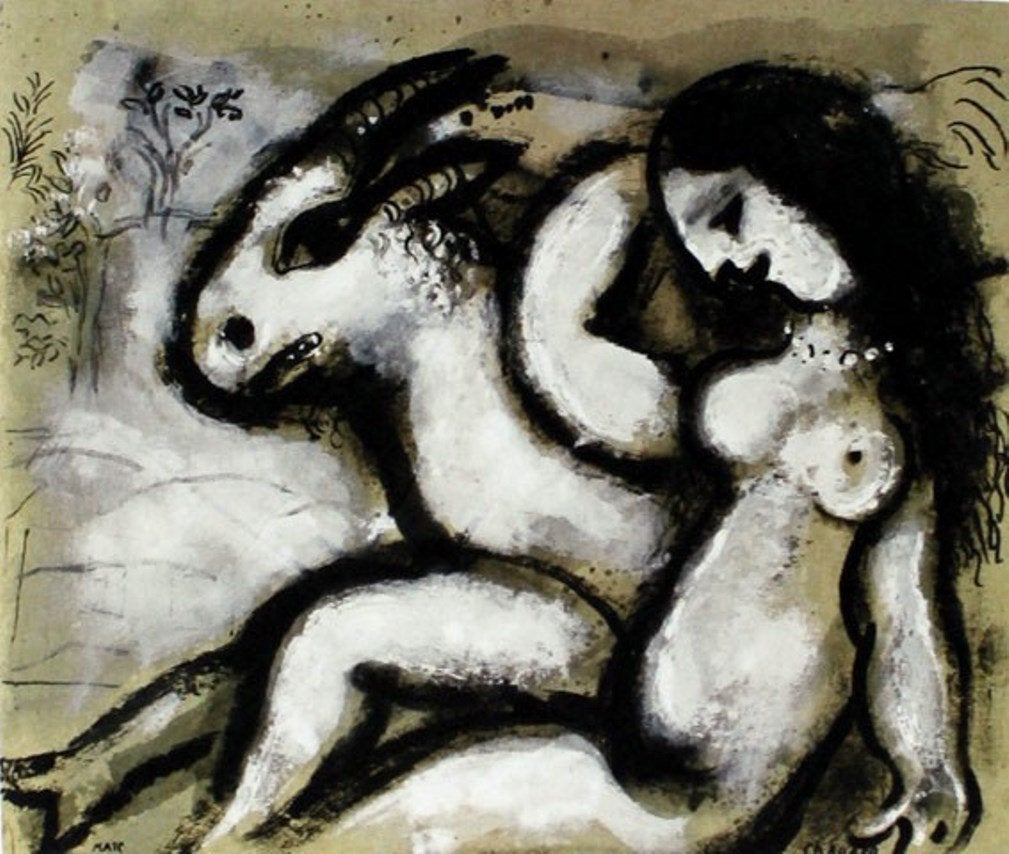 Marc Chagall (1887) Kl Lithografie "Naakte Herderin" Ges Gen, Antiek en Kunst, Kunst | Litho's en Zeefdrukken, Ophalen of Verzenden