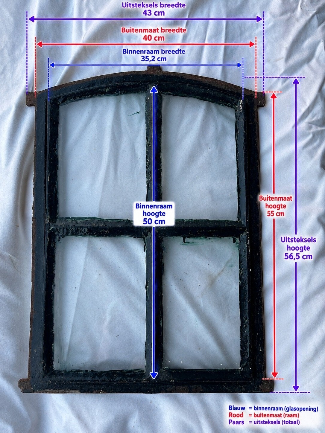 Authentiek Gietijzeren Stalraam - Decoratief en Robuust, Doe-het-zelf en Verbouw, Ophalen, Gebruikt, Gevelraam of Ruit, Minder dan 80 cm