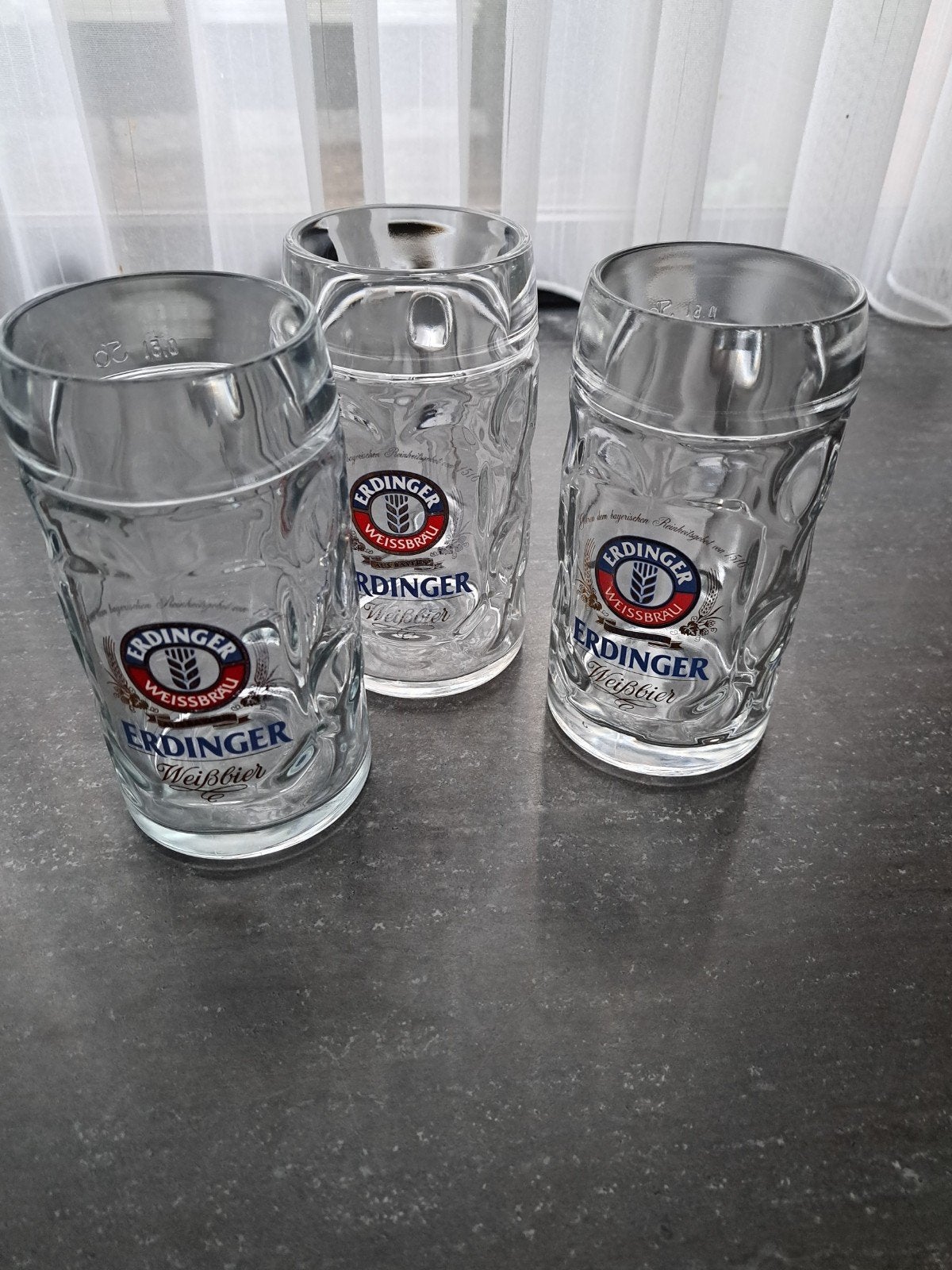 Set van 3 Erdinger Weissbier glazen 0,5 liters, Ophalen of Verzenden, Overige merken, Glas, Overige typen