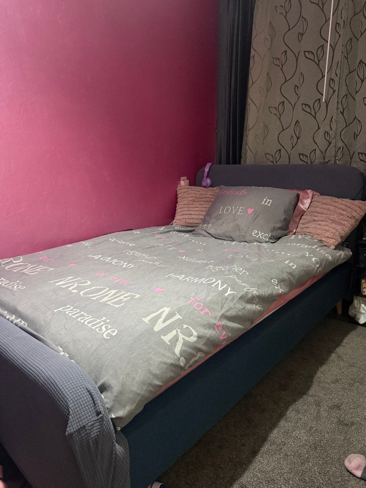 Twijfelaars Bed met matrass, Ophalen, Blauw, 210 cm, 140 cm