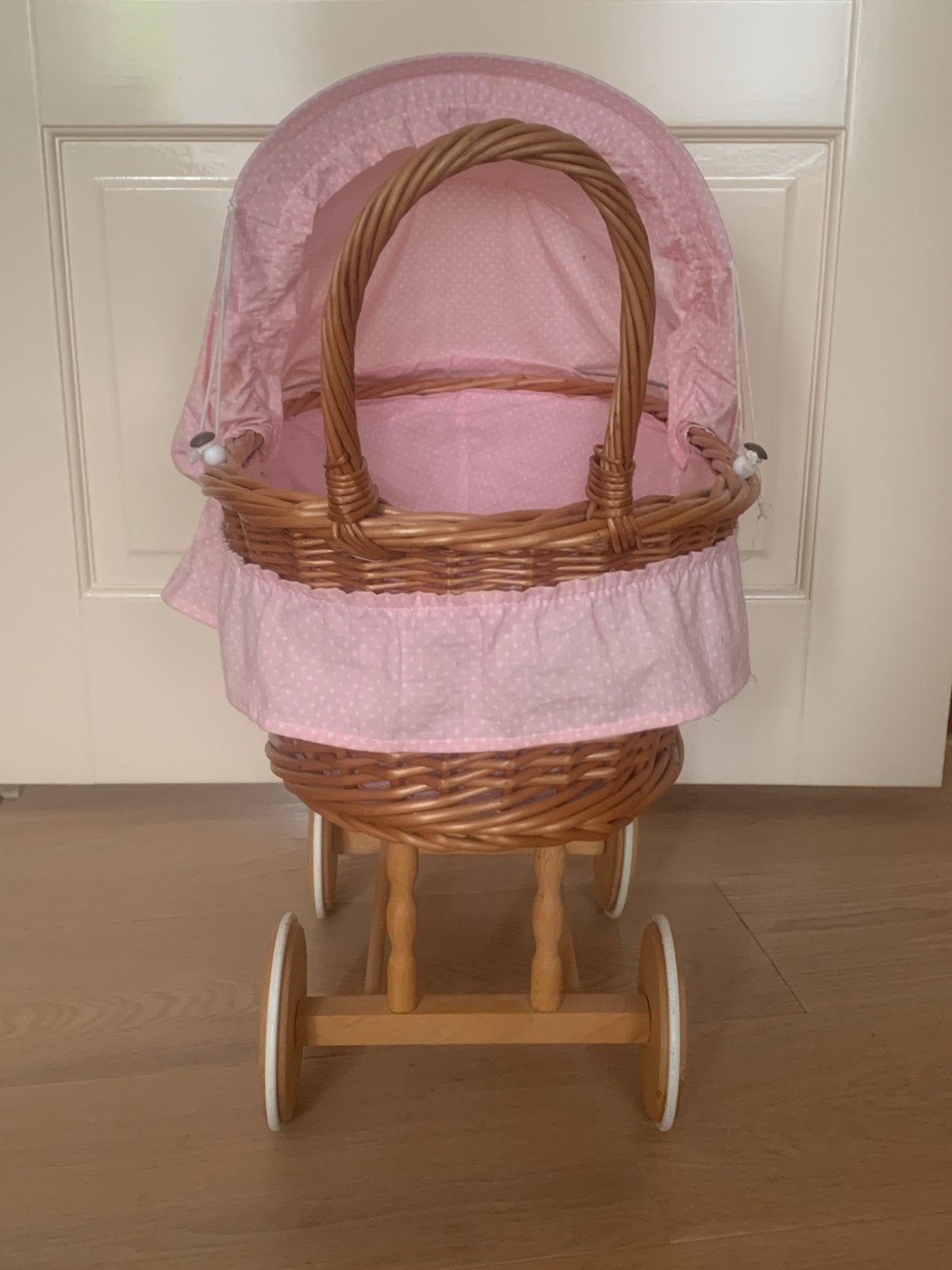 poppenwagen met roze bekleding, Ophalen, Gebruikt, Babypop
