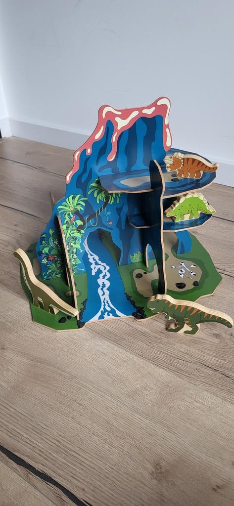 Houten dinosaurus speelset (Ikea) met vulkaan en figuren, Ophalen, Gebruikt, Overige typen