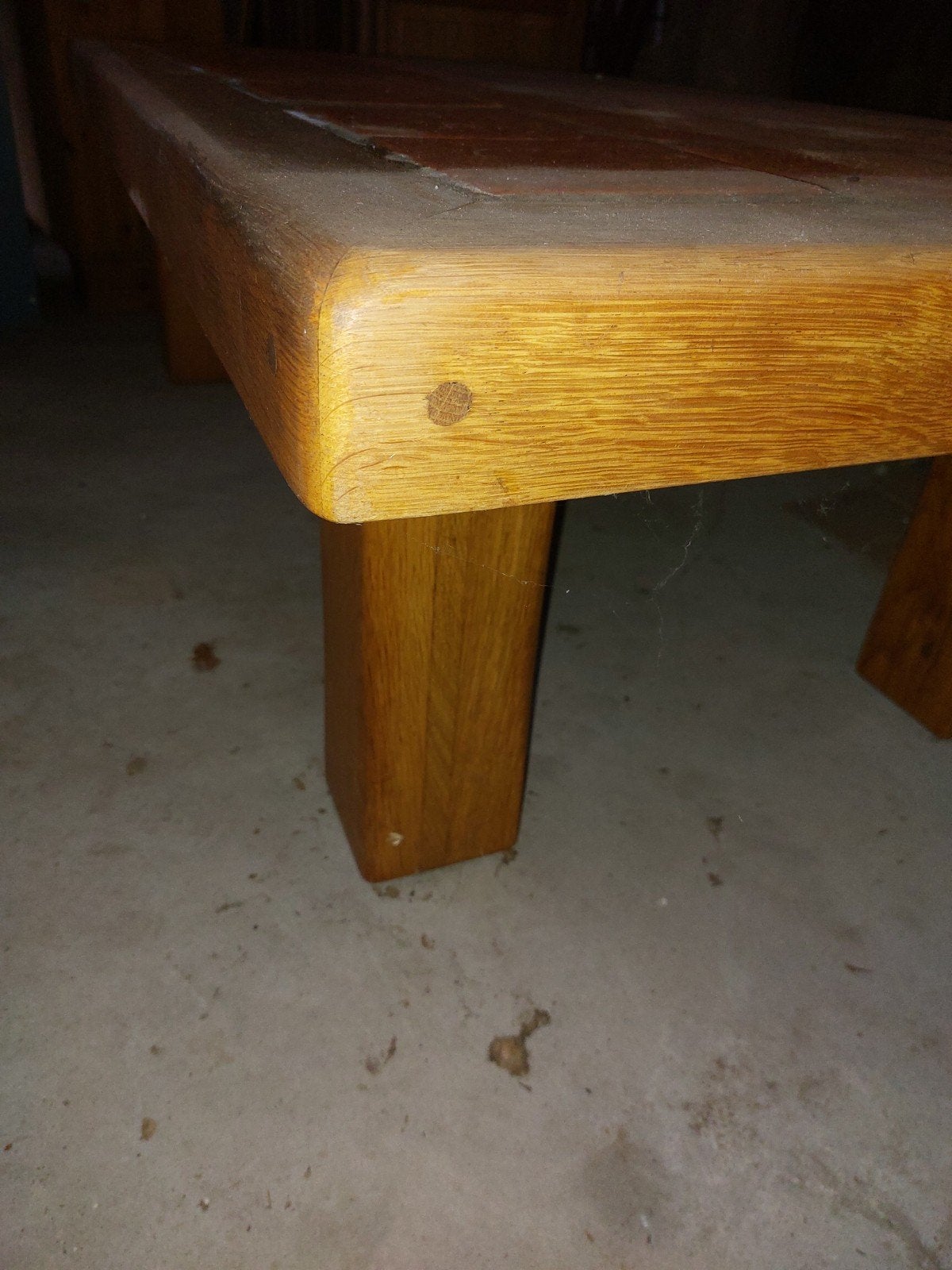 Robuuste salontafel met tegels - Eikenhout, Huis en Inrichting, Tafels | Salontafels, Ophalen, 50 – 75, Gebruikt, 100 tot 150 cm